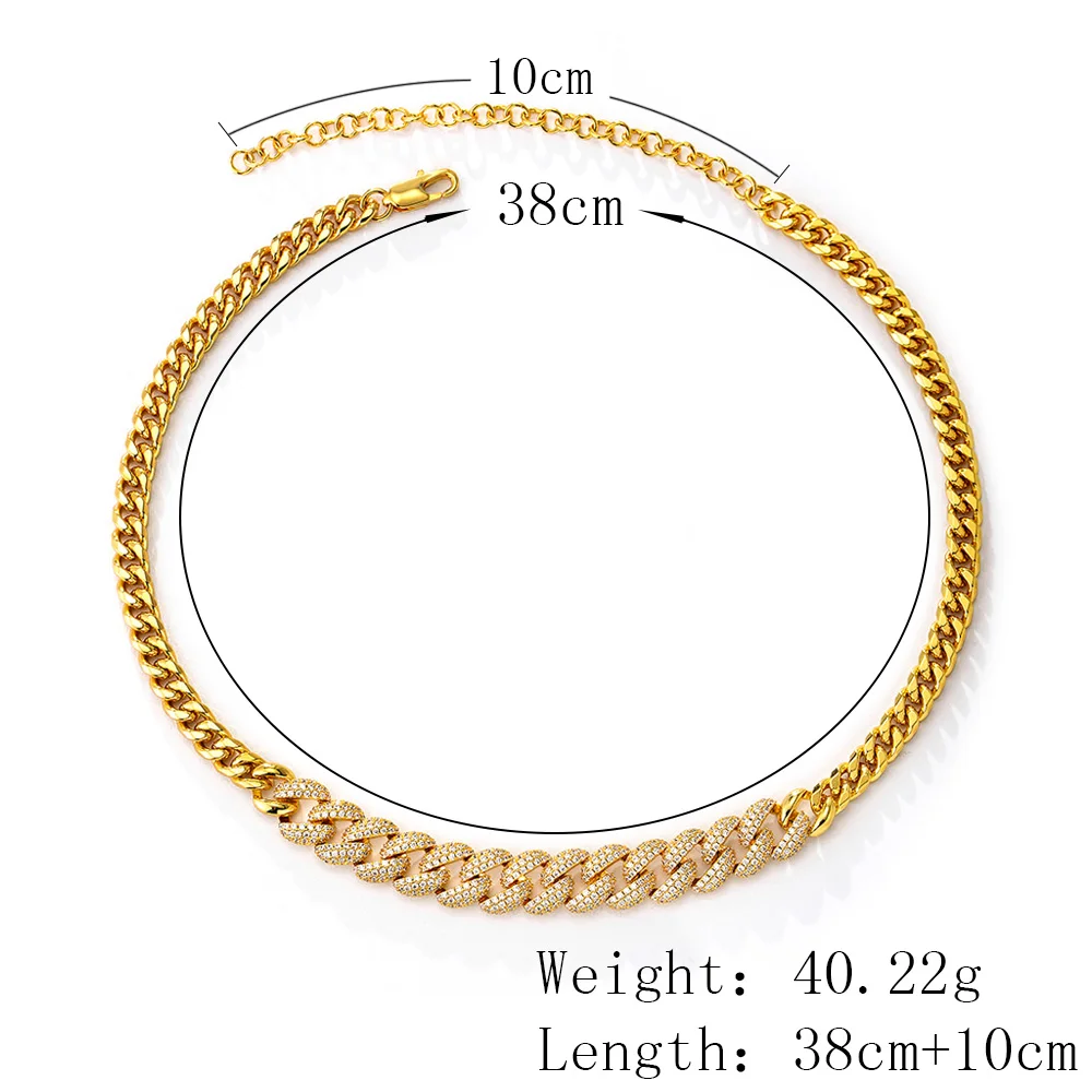 Cubic Zirconia Link Chains Necklaces luxury jewelry organizer Adjustable cuban chain  brass 18k gold plated necklace