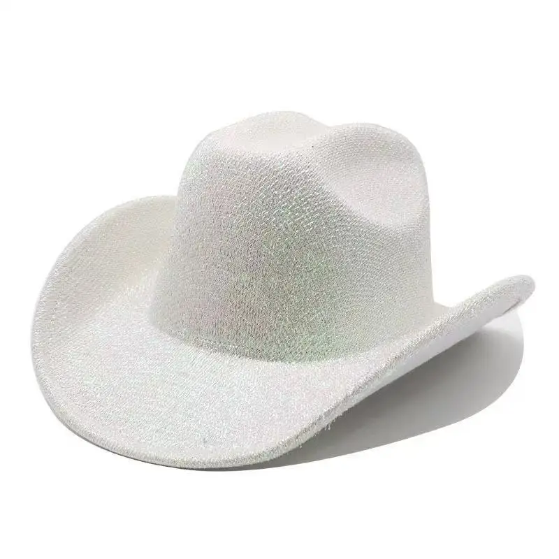 Hongluan glitter traje chapéu adulto & cowboy chapéus strass para mulher, cowboy cosplay acessórios femininos & cowgirl boné
