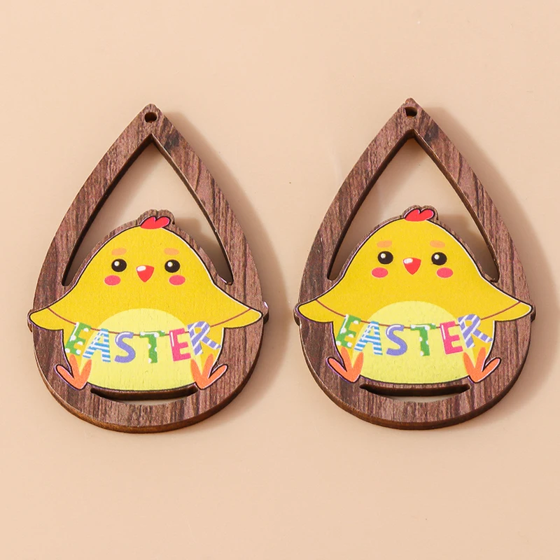 Leslie 10 Stück bunte Cartoon-Kaninchen-Osterei-Anhänger für die Schmuckherstellung, Frohe Ostern, Hasen-Anhänger, DIY-Halsketten, Ohrringe – Detail 7