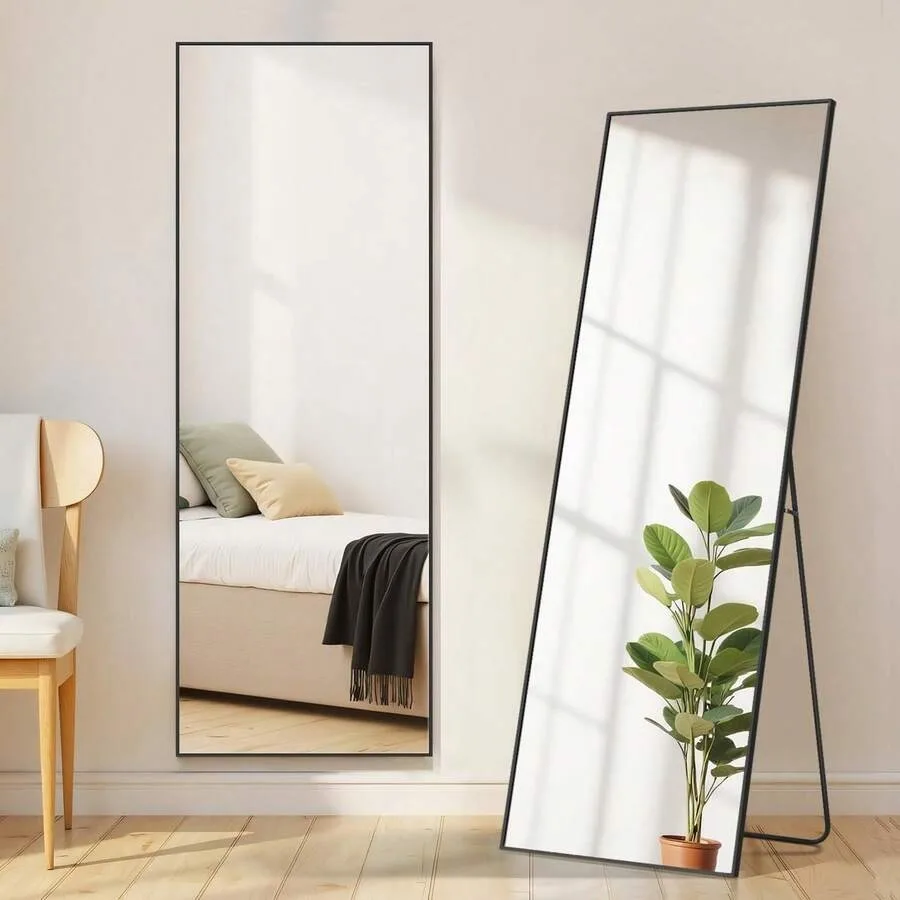 

Mirror Full Length, Upgraded Body Wall Mirrors With Shatter-Proof Glass, Floor Standing, Hanging Or Leaning, Tall Mirror With S