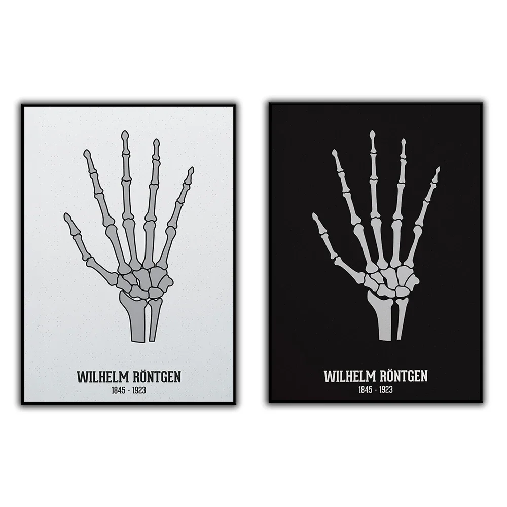 Printing with x-rays, printing science with roentgen rays, homeschool decoration poster, wall art