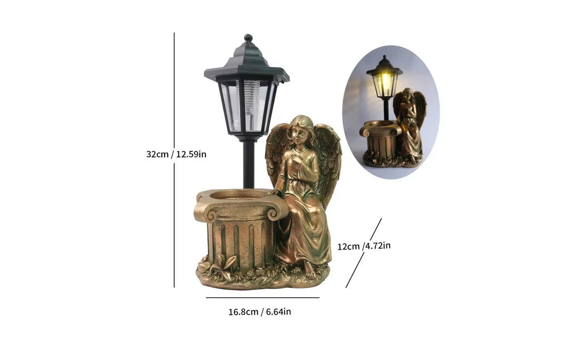 Solar Angel Statue Flower Pot Design Angel Planter Light Fairy Statue Resin Material Outdoor Decor Welcome Sign for Pathway