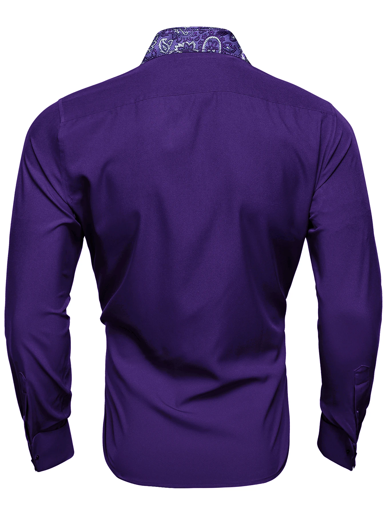 Camicia casual da uomo d'affari alla moda con colletto viola e motivo jacquard paisley, adatta per gite e feste casual