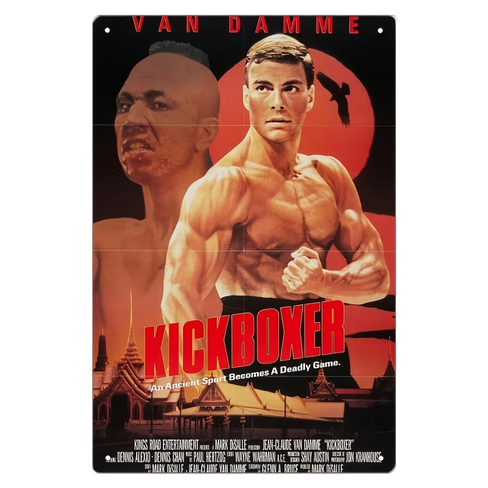 Jean-Claude Van Damme Kickboxer Metal Tin Sign,  Vintage Movie Poster Wall Art, Universal Home Decor for Living Room and Bedroo