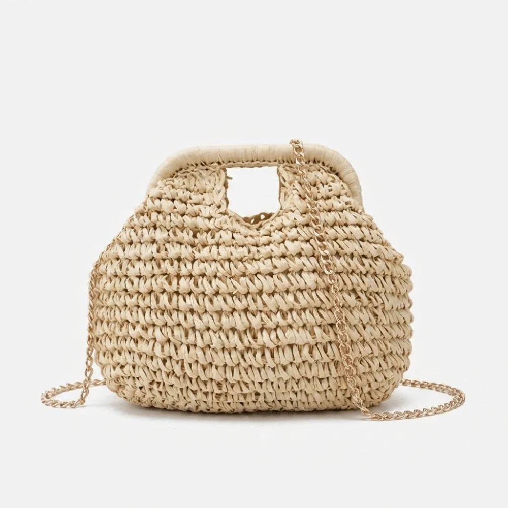 Trendy Summer Straw Weaving Shoulder Bag Leisure Boho Crossbody Bag Casual Beach Woven Clutch Bags for Ladies/Girls