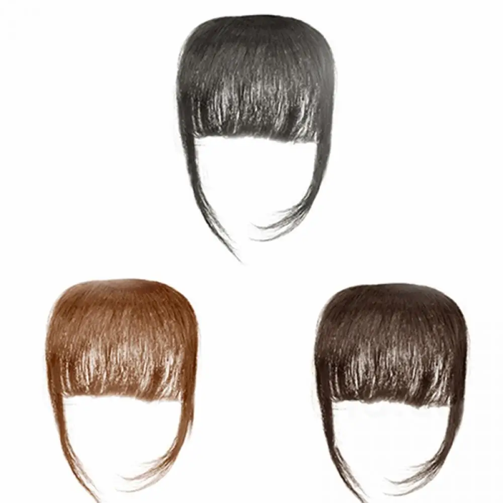 Women Girl Thin Straight Clip On Front Fringe Bangs Hair Extension Fake Air Bangs Hair Clip-In Extension Synthetic Hair Fringe