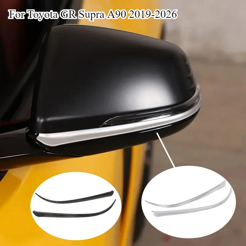 

Fit For Toyota GR Supra A90 MK5 2019-2026 ABS Carbon FiberCar Side Rearview Mirror Strips Trim Stickers Car Accessories 2pcs