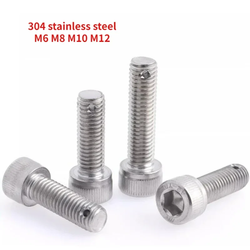 5/10/20pcs 304 Stainless Steel Tail with Hole Hexagonal Screw with Hole Rod Body Drilling Bolt M6 M8 M10 M12