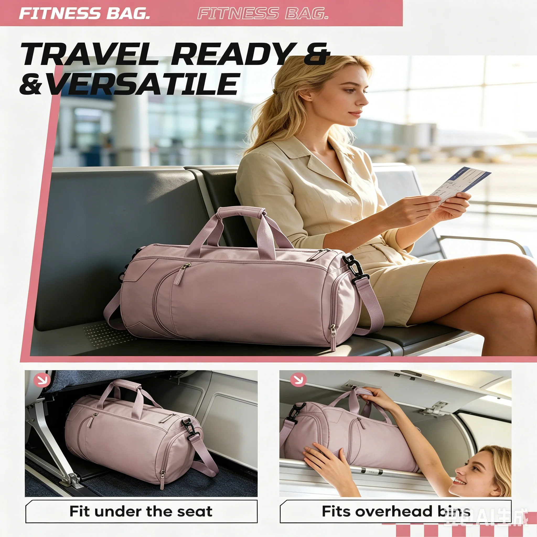 Sports Bag & Travel Bag for Women Men's Training Bag with Shoe Compartment Swimming Bag Fitness Gym Bag Hand Luggage Duffel Bag - view 5