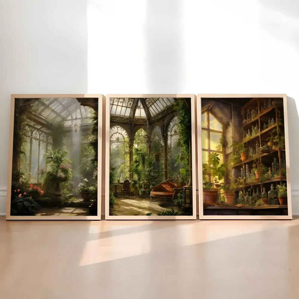 Renaissance Greenhouse Art Plant Garden Poster Woffity Simple Frameless Wall Sticker For Home Living Room Bathroom Decoration