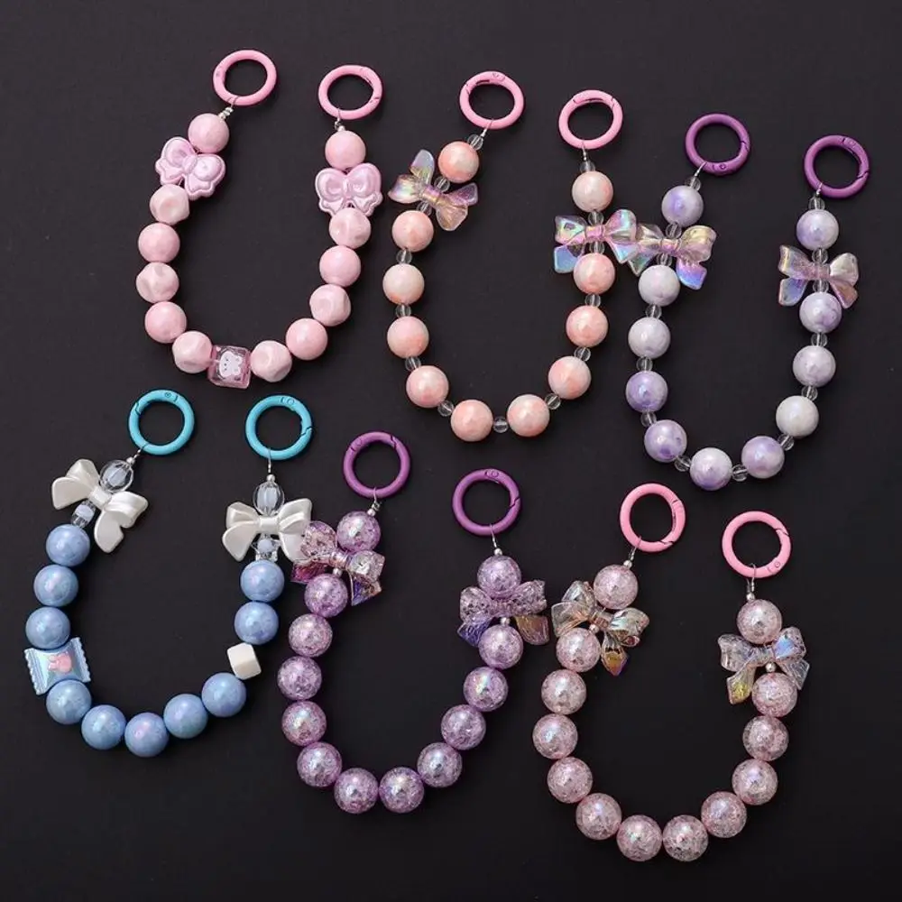 Simple Acrylic Burst Bead Chain Keyring Gradient Detachable Phone Lanyard Colorful Bag Chain Strap Bag Accessories