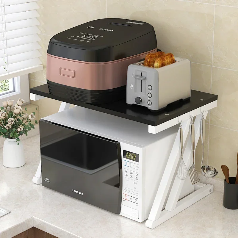 Kitchen Microwave Oven Rack Multifunctional Household Extendable Shelf Double Layer Storage Organizer Seasoning Oven