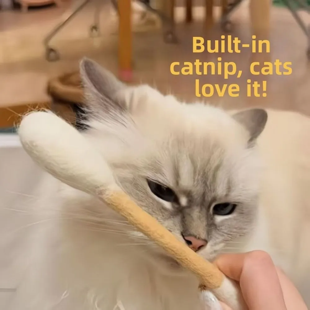 3PCS Bite Resistant Cotton Swab Cat Anti-Boredom Lightweight Giant Qtip Cat Soft Texture Cat Grinding Biting Stick Dental Care