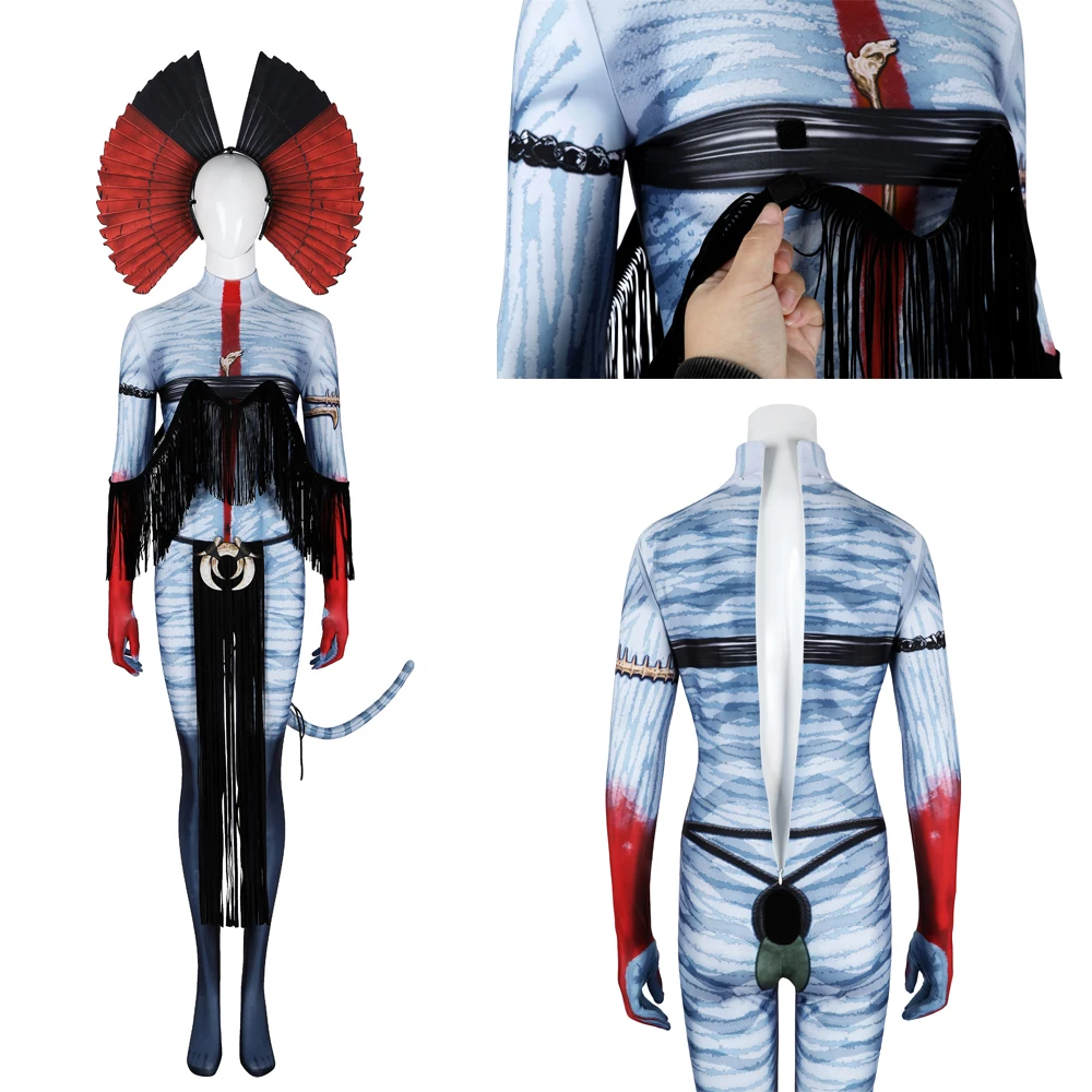 

High-Quality Avatar of Fire Ash Cosplay Varang Costume for Women Jumpsuit Headgear Tails Roleplay Outfits Halloween Carnival