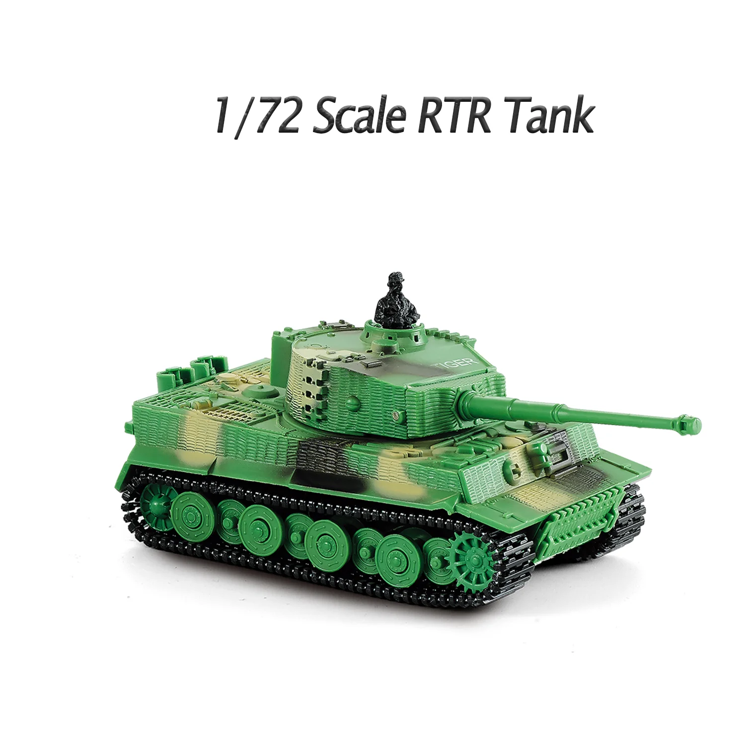 1/72 RTR RC Tiger Tank WW2 Battle Tank BB Shoot Sound Turret Rotates 2.4G Remote Control Assembled Tank Toy Model