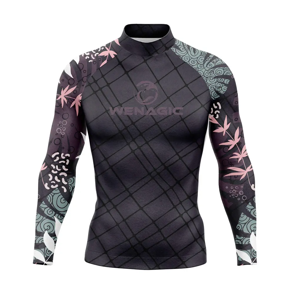 Men Rash Guard Surfing Diving Tee Swimwear Tight Long Sleeve T Shirt Swim Floatsuit Tops UV Swimming RashGuard Prevent Jellyfish