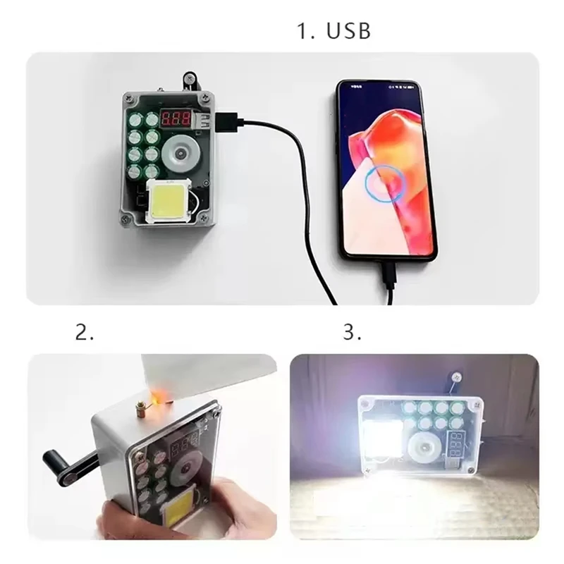 ABFS 수동 전원 공급 장치 캠핑 핸드 생성기 USB 충전기 비상 전원 은행 전화 충전기