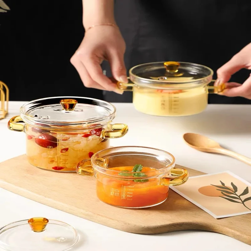 Glass Pan Transparent Soup Bowl Kawaii Binaural Soup Pot Stew Pots  Cooking Noodle Stockpot Kitchen AccessoriesCooking Pot