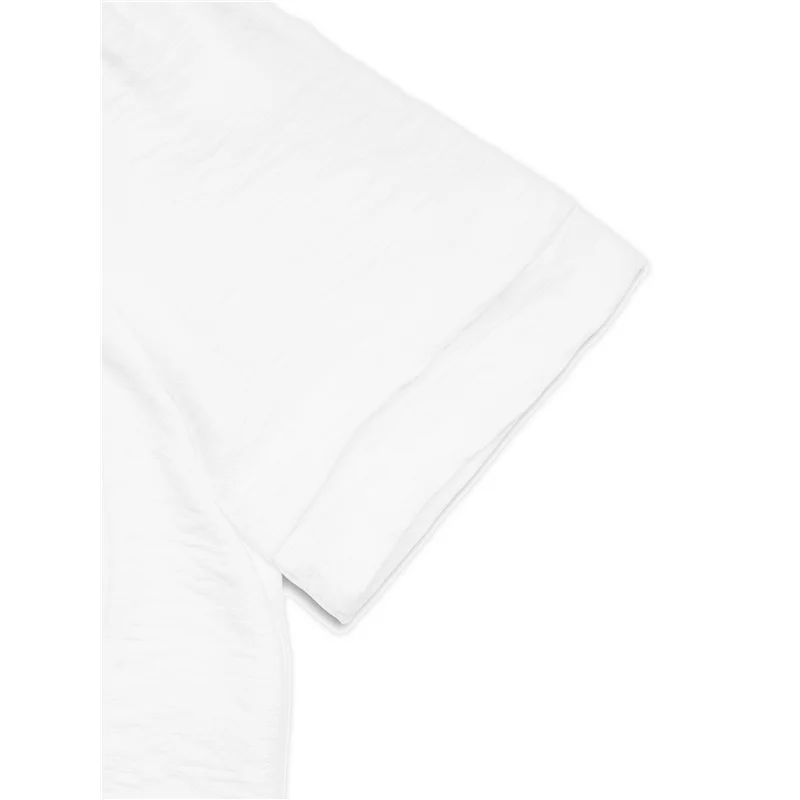 

【SEE】Summer Women Short Sleeve V Neck Loose Casual Tee Shirt Solid Color Pleated Dressy Going Out Tunic Tops