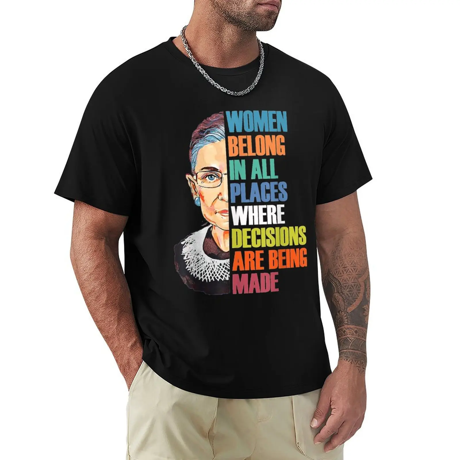 

Women Belong In All Places Ruth Bader Ginsburg RBG T-Shirt summer top oversized t shirt oversized graphic tee Men's t-shirts