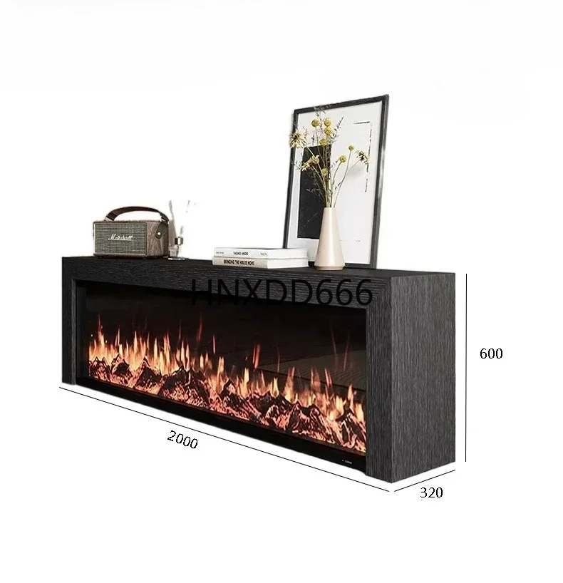 Light Luxury TV Cabinet Black Oak French Simple Fireplace Cabinet European Simulation Thermal Power Fireplace Decorative Frame