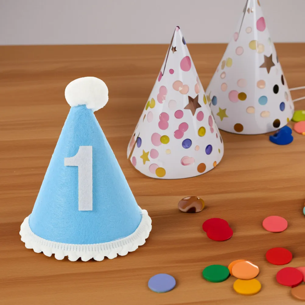 

2Pcs Baby Birthday Hats Felt Crown First Birthday Party Supplies for Boys Girls Kids Party Photo Props 1 Year Old
