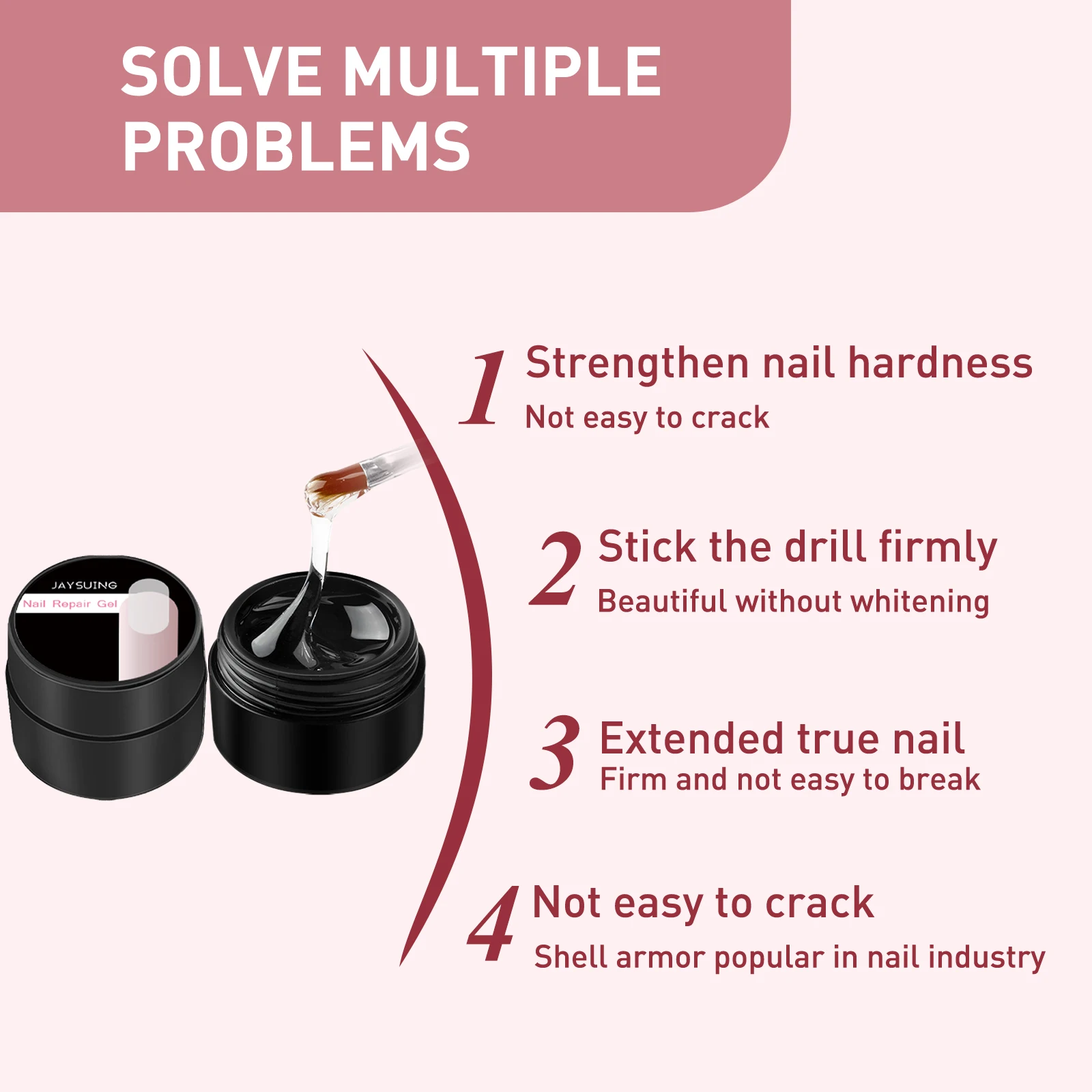 Solid Nail Glue Gel Strong Adhesive Nail Extension Silk Fiberglass Non-woven Cracked Repair UV Gel Harmless for False Nail Tips view 4