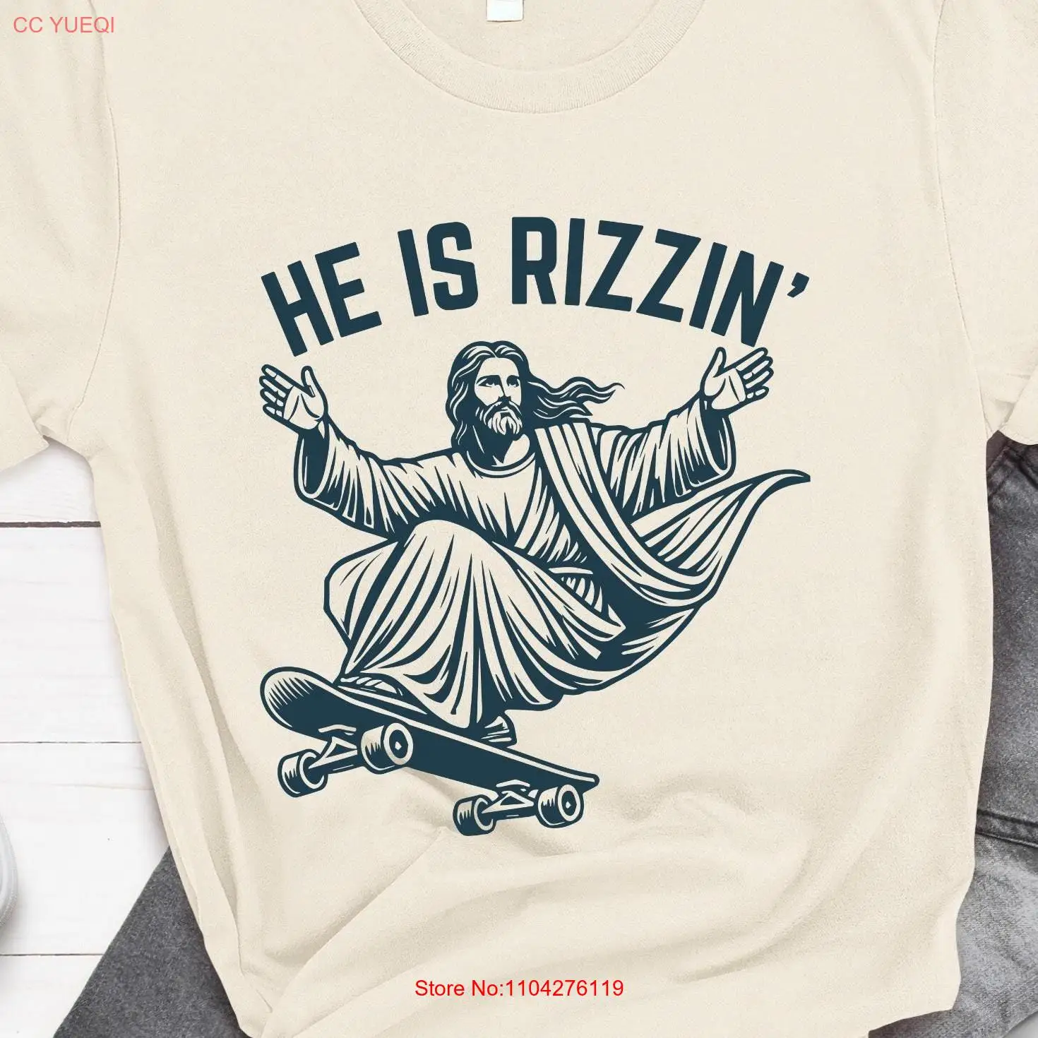 

Футболка «Он Ризе» скейтбординг Иисуса, свитер, винтажный христианский скейтборд, пасхальный скейтбордист, забавный свитер