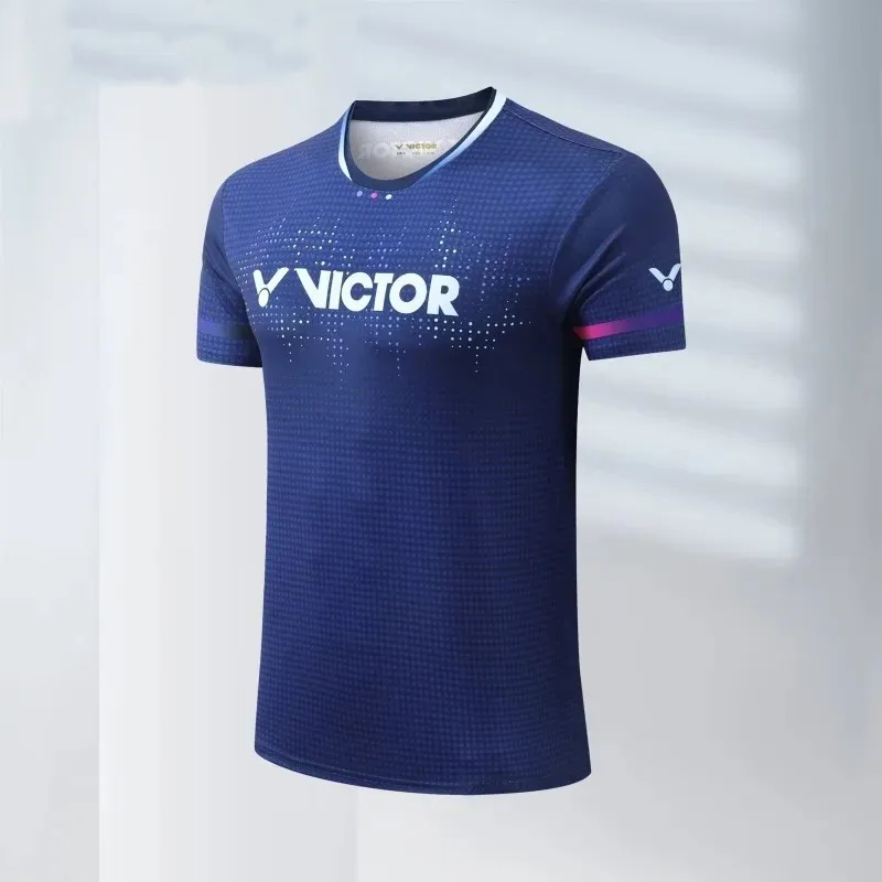 

2025 Victor badminton jersey men's and women's quick-drying short-sleeved children's competition jersey volleyball men's jersey