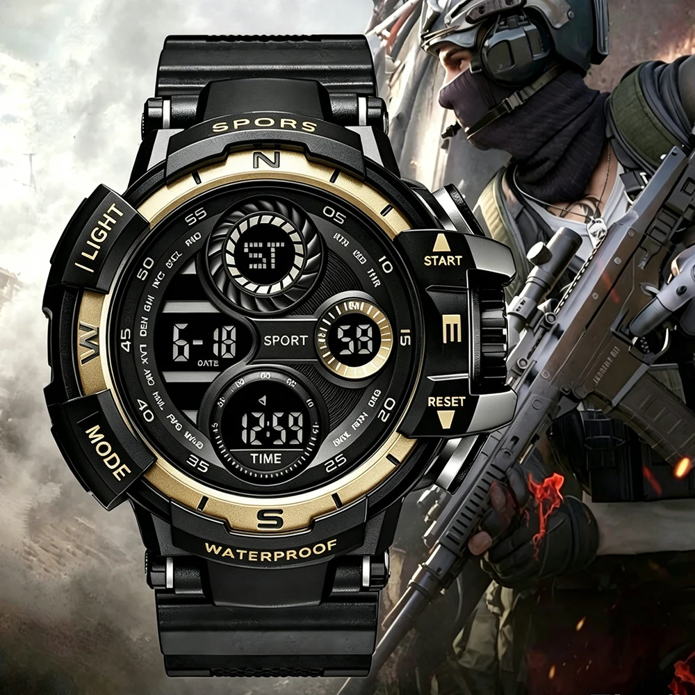 Military Sports Watches for Men Luminous Alarm-clock Calendar Stopwatch Multifunction Electronic Wristwatch for man Kids Teen