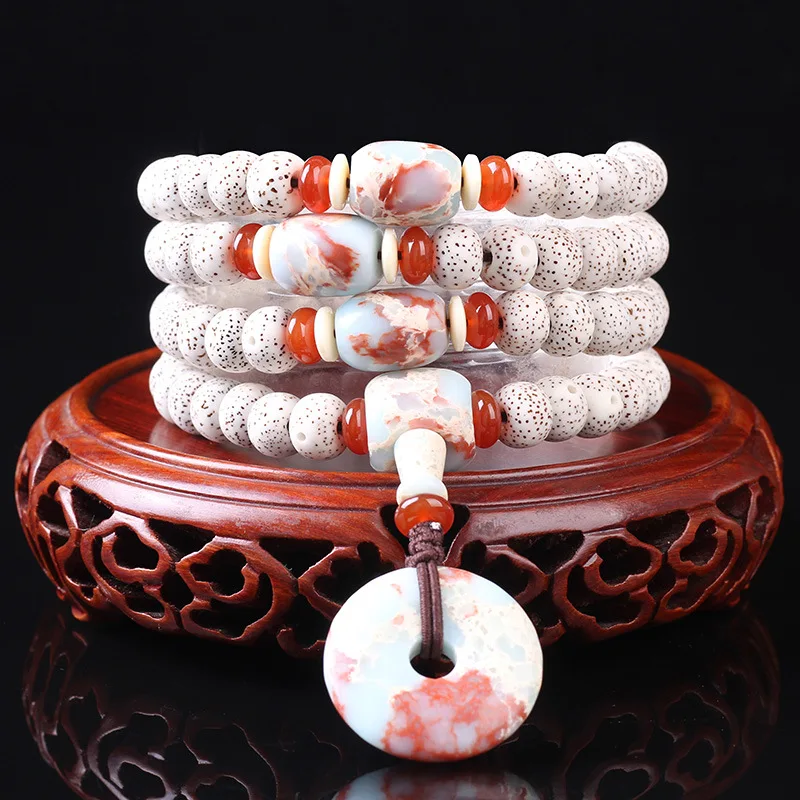 108 Beads Hainan Xingyue Bodhi Bracelet Couple Lucky Buddhist Bead Bracelet Mori Style Unisex Necklace Jewelry Gifts