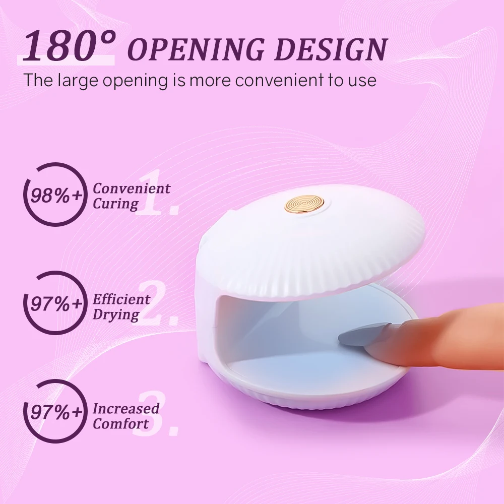 Mini Portable Shell Nail Lamp Machine White USB Cable Phototherapy Lights Single Finger UV LED Nail Dryer Nails Art Tools