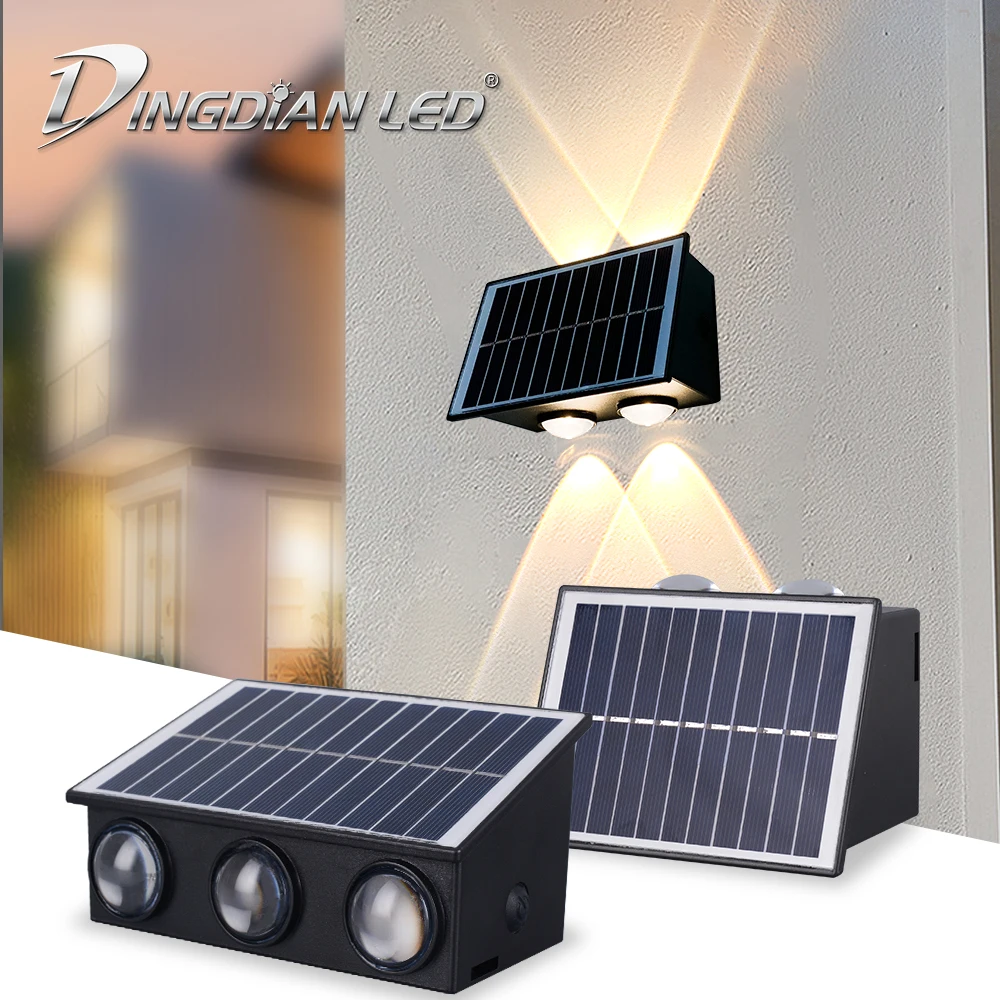 Modern Solar LED Wall Lamp RGB Colors/Warm White 4 heads/6 Heads/8Heads Waterproof Wall Lamp Stair Night Light for Outdoor