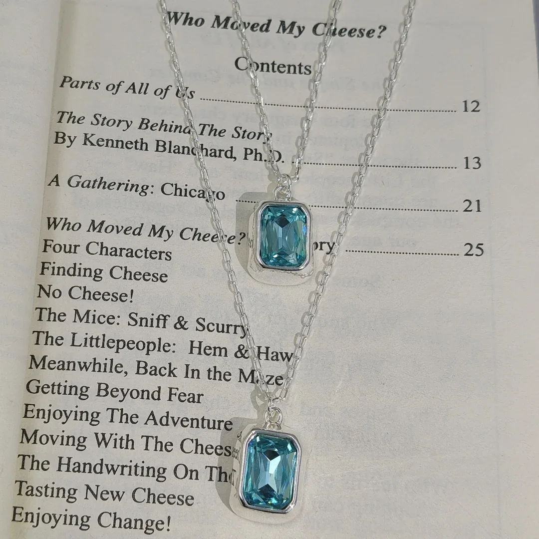 2026 Spain Noble Mystery Blue Zircon Gold Silver Double Layer Necklace Jewelry Accessories Banquet Gift