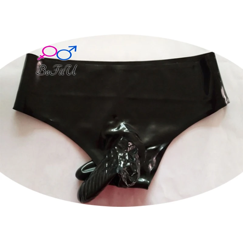 Latex Short Cosplay Briefs with front and back sheath Fetish Panties exotic Sexy Underwear handmade