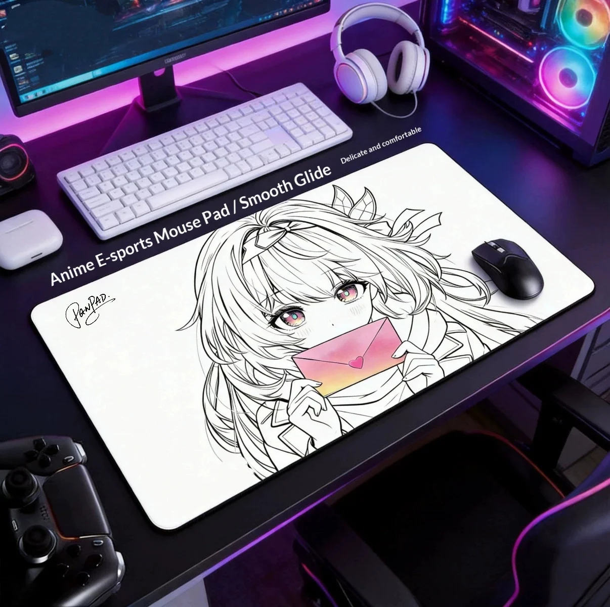 PAN Esports Love Letter Glass Gaming Mousepad  FPS Both Speed And Smoothness Mouse Pad For TTK APEX CSGO PC Accessories Gifts