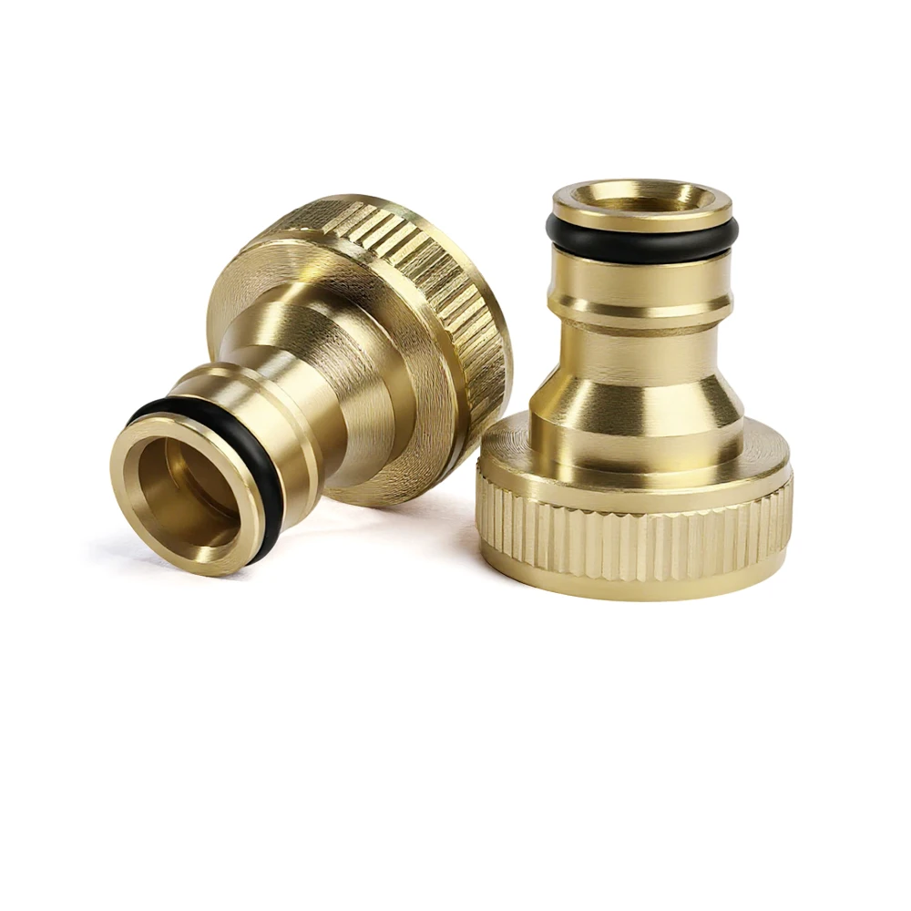 2PCS/SET Garden Hose Quick Connector Water Hose Quick Connect 3/4 Inches Brass Easy Connect Fitting Threaded Connectors