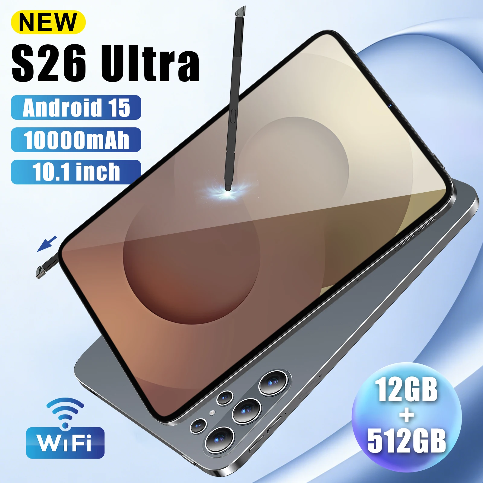 2026 New S26 Ultra Tablet Android 15 Global Version 12GB+512GB 10.1 Inch 10000mAh Dual SIM 5G WiFi GPS HD 4K Display Tablet PC