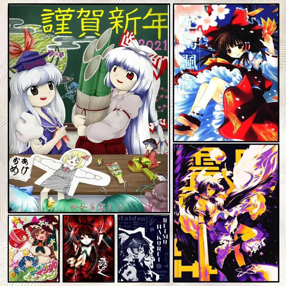 Anime T-Touhou Project Poster Vintage PP Paper Wall Art Home Decor Print for Bedroom Living Room Aesthetic Gift