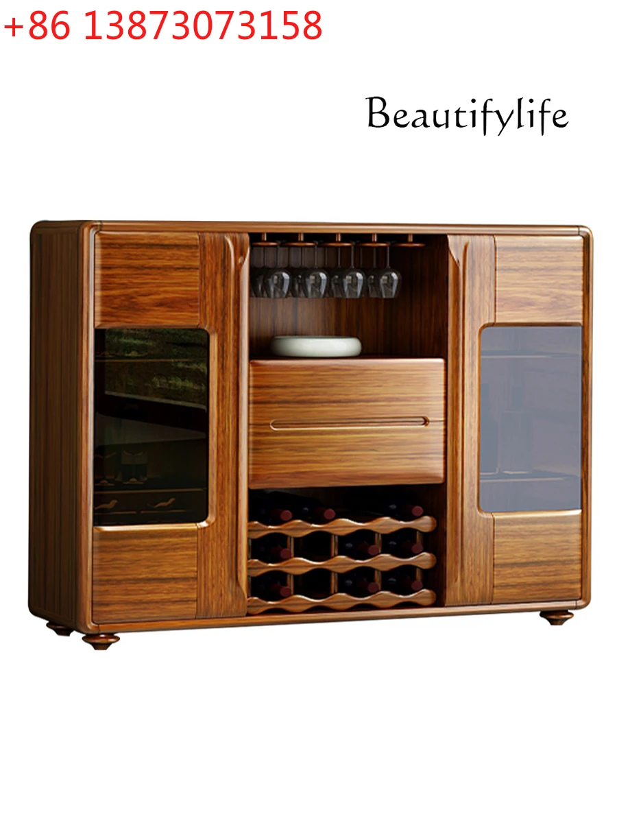 

American Light Luxury Locker New Chinese Style Ugyen Wood Sideboard Cabinet Modern Living Room Wine Storage Cabinet