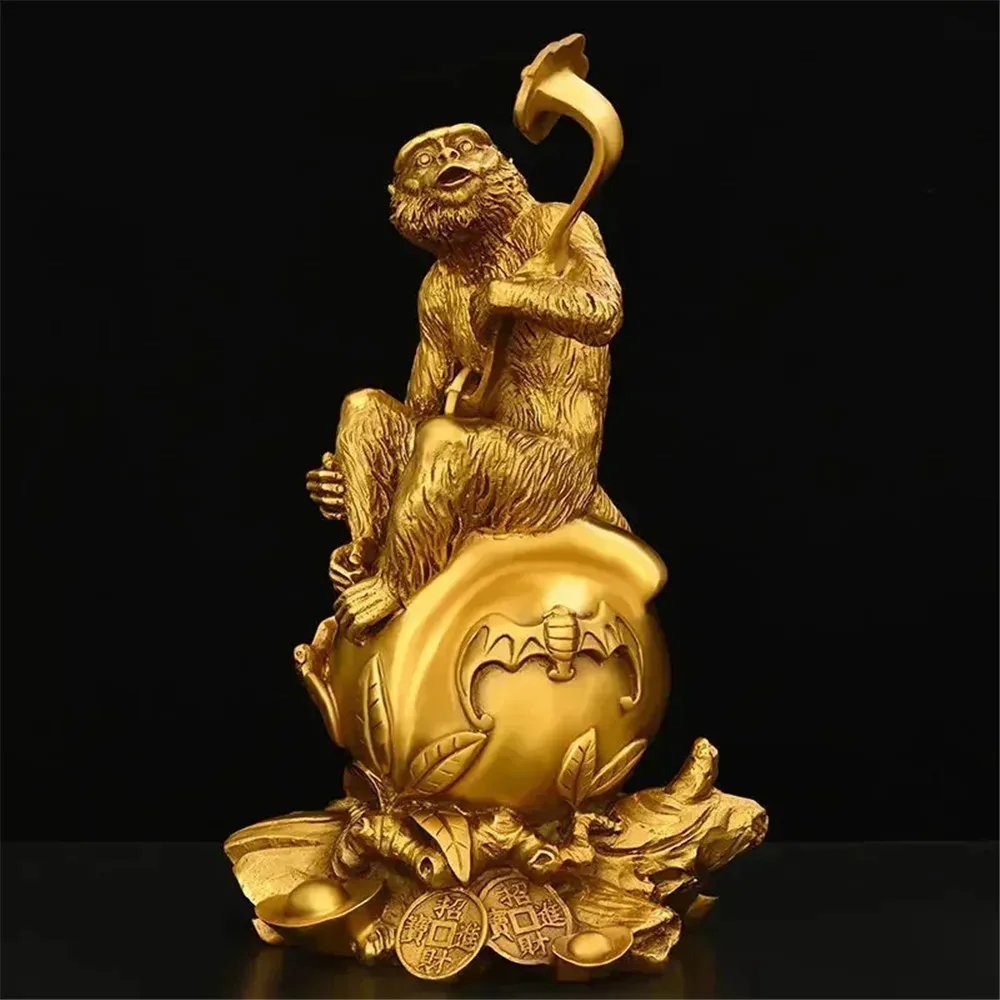 Feng Shui Attract Wealth Copper Animal Ruyi Monkey Ornaments Zodiac Blessing Life Home Living Room Decor