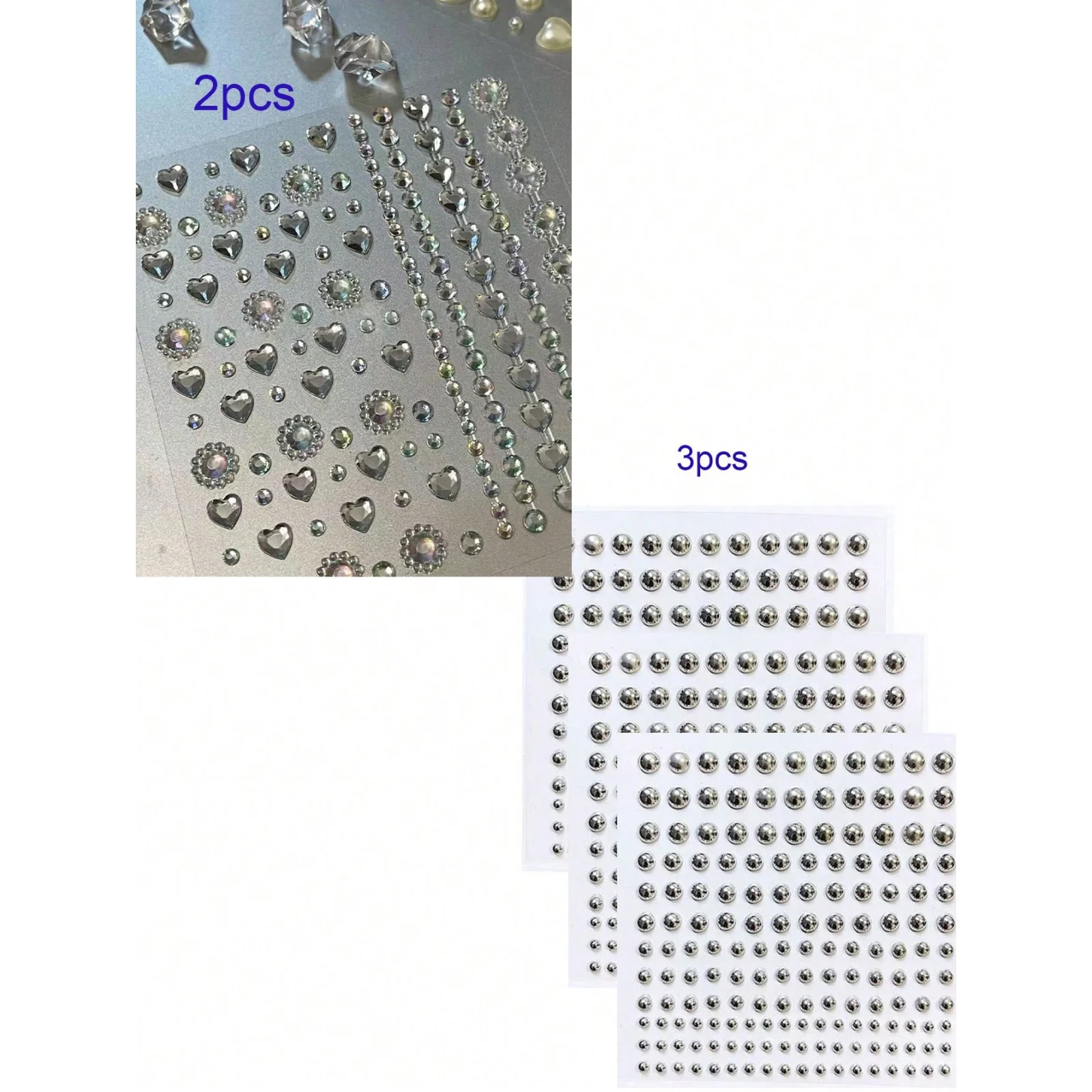 Glänzende Strass-Perlen-Aufkleber, Herz-Blumen-Motiv, selbstklebend, für DIY-Party, Bühne, Cosplay, Gesicht, Haar, Dekoration, Mode, Schönheit, Accessoire – Detail 4