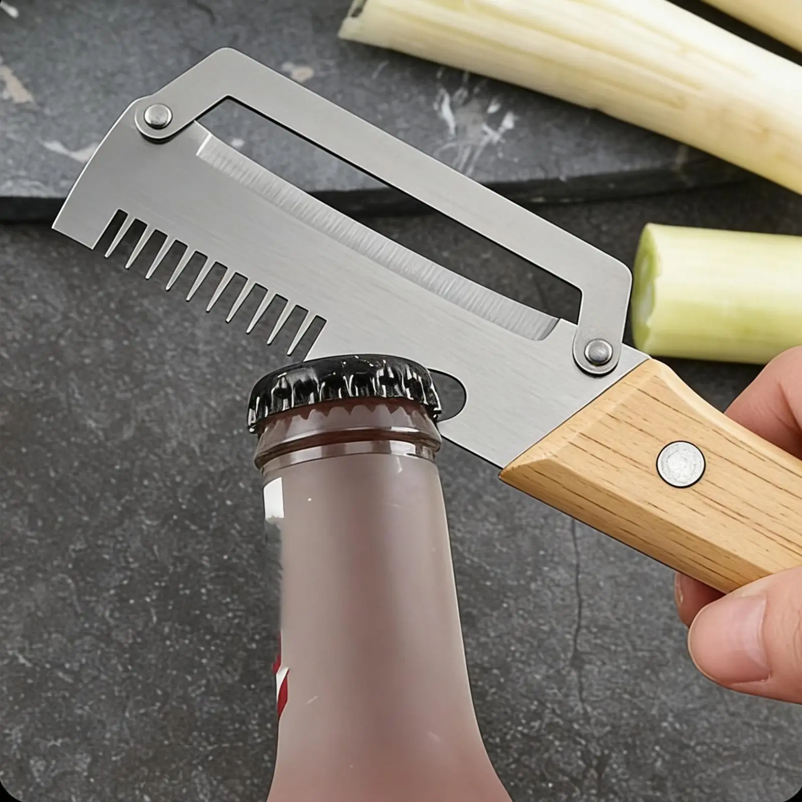 Peelers for Kitchen 2 Pieces Multi Functional Cutter Veggie Peeler with Bottle Opener for Salad Making Daily Cooking Meal view 3