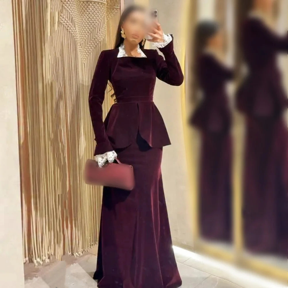 

Customized Grace Wedding Guest Dress Square Neck Trumpet Long Dresses Bespoke Occasion High Quality Formal Evening Gowns