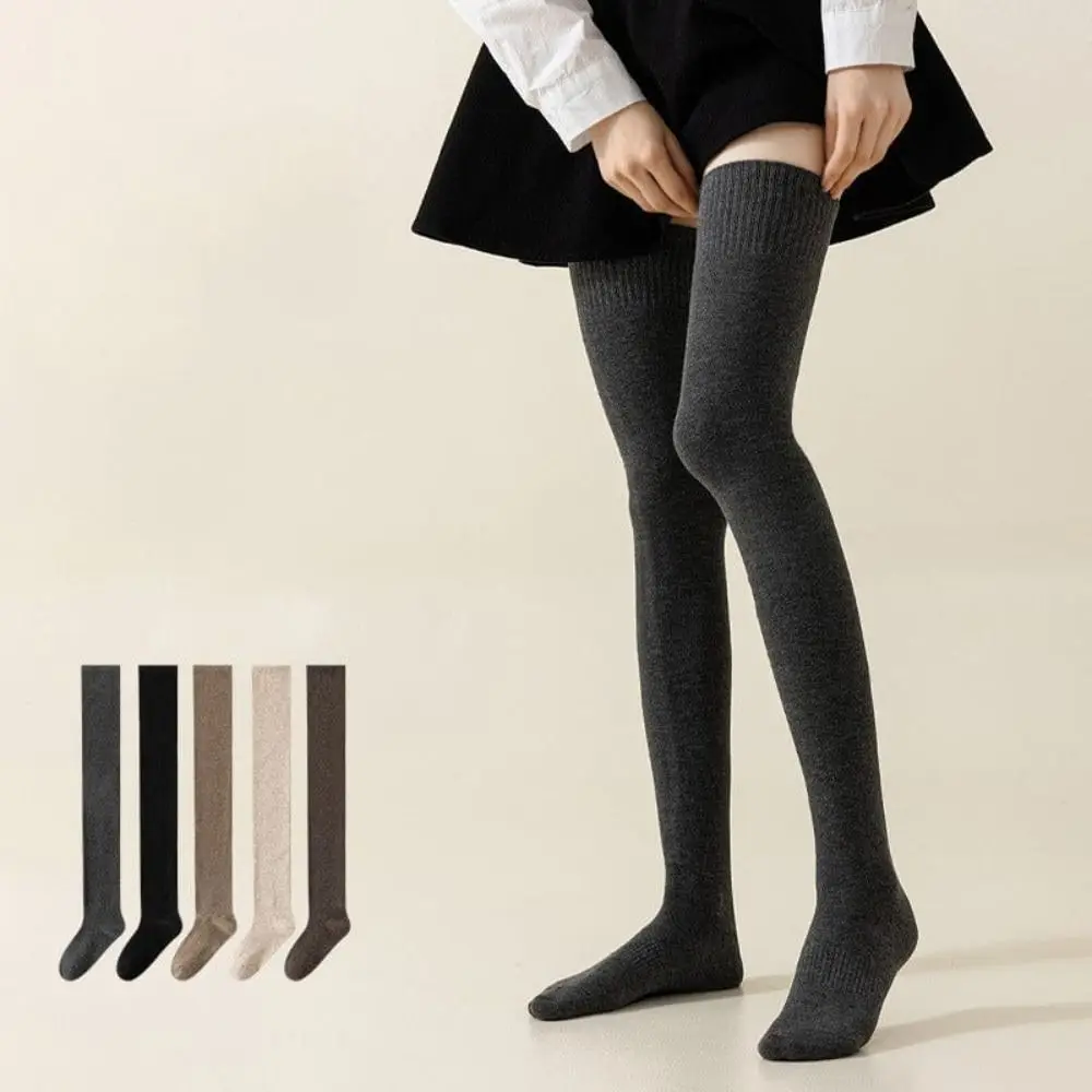 Thickened High Stockings Women Winter Compression Stocking Solid Color Thicken Warm Long Leg Terry Socks Breathable Cotton New