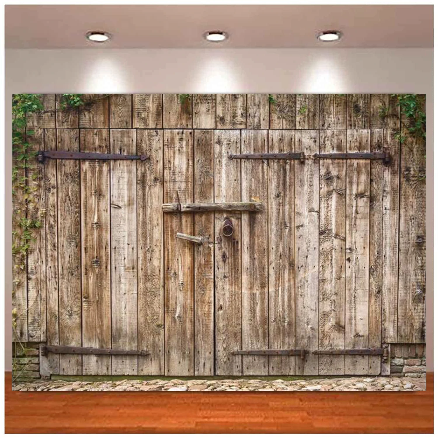 

Rustic Wooden Barn Door Photography Backdrop Farmhouse Antique Brown Wood Plank Shabby Chic Background Party Birthday Decor