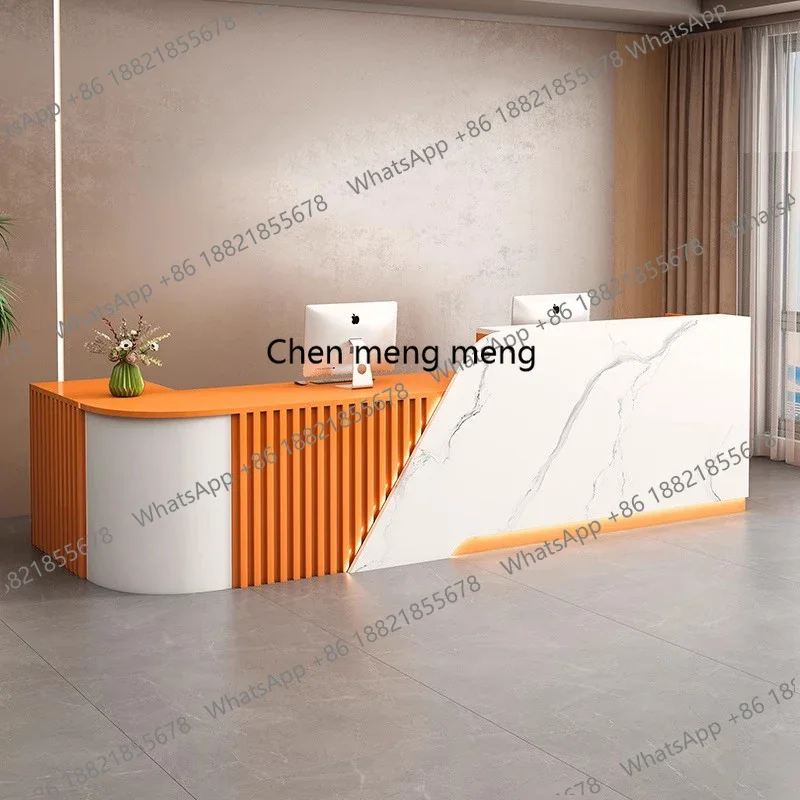 

Minimalist Beauty Reception Desks Modern Salon Executive Aesthetic Reception Desks Long Curved Mostrador Commercial