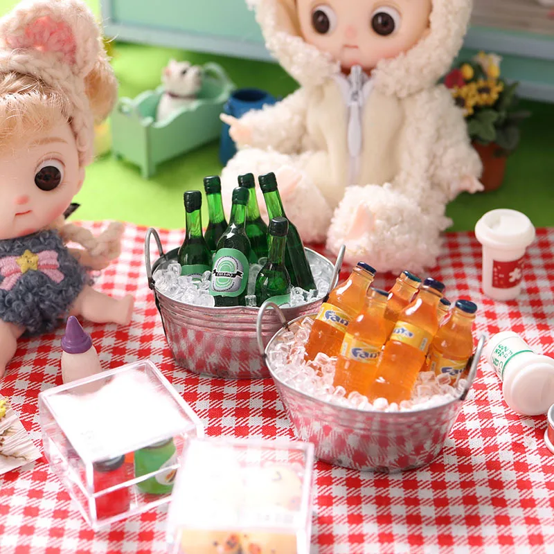 Miniature Items Drink Set Beer Mini Orange Soda Suit Model Icecan 1:12 BJD Ob11 Doll House Accessories Soda Water Dollhouse toys