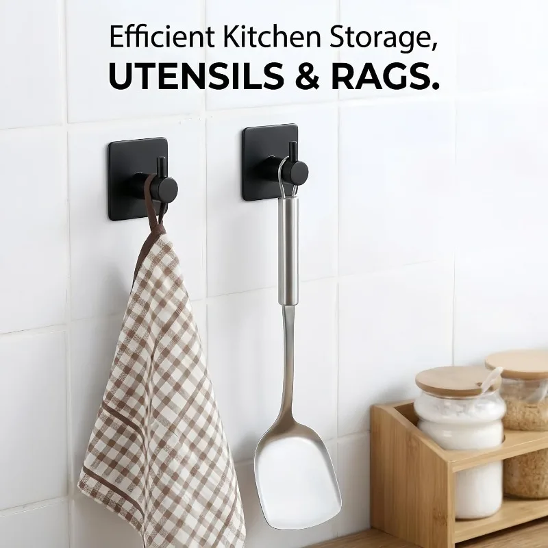 Stainless Steel Self Adhesive Hooks Sticky Wall Door Hook Robe Tea Towel Rustproof Towel Rack, Clothes Coat Hanger