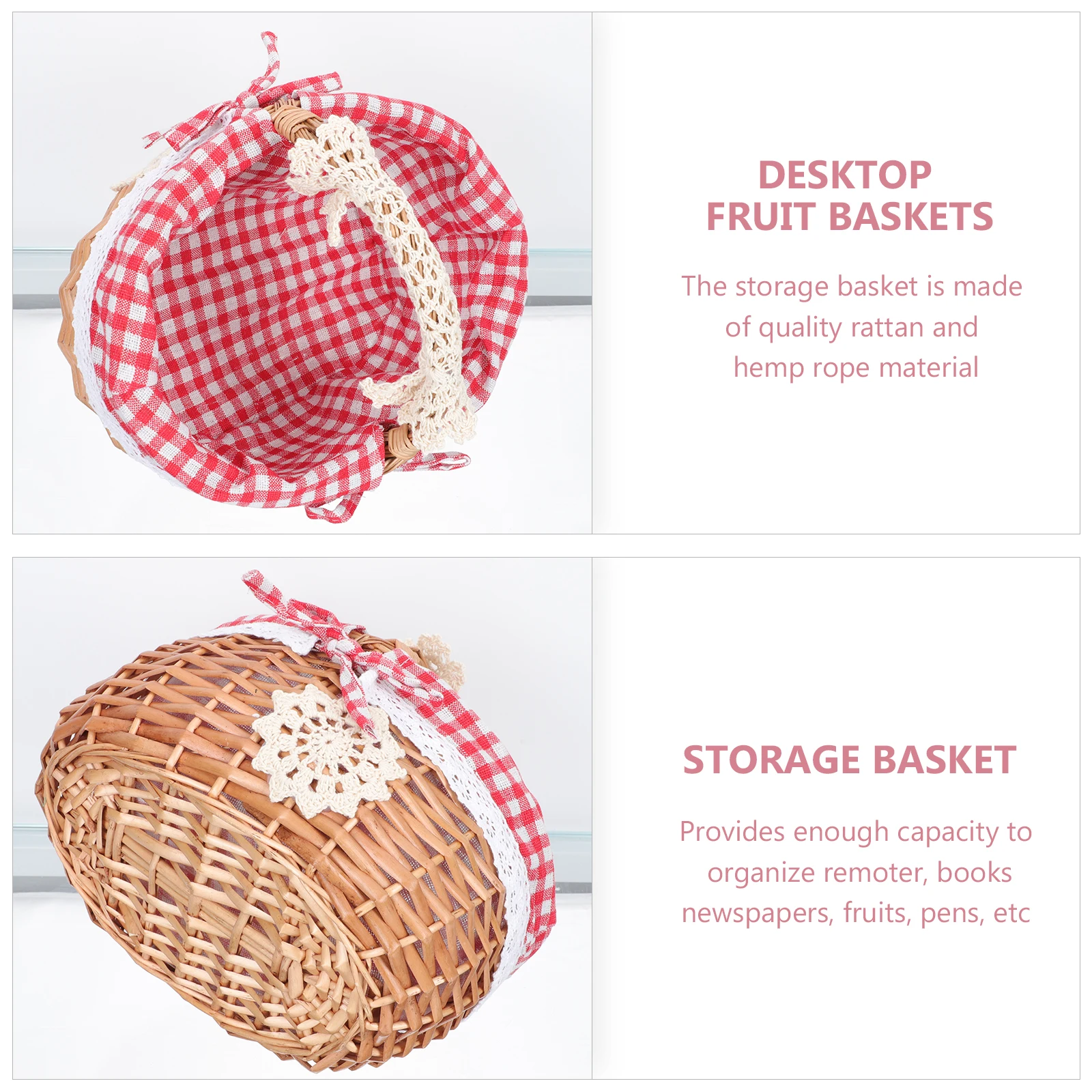 

Rattan Woven Basket Simple Storage Container Portable Tote Household Egg Basket Gift Decorative Multi Function Fruit Snack